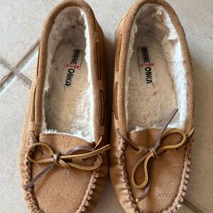Minnetonka Tan Suede Moccasins
